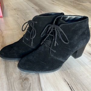 Black suede lace up booties